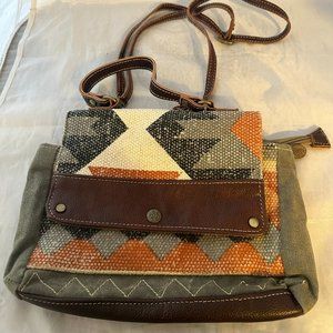 MYRA BAGS  Cross-Body Bag, Woven Fabric, Leather, Canvas  NEW Without Tags